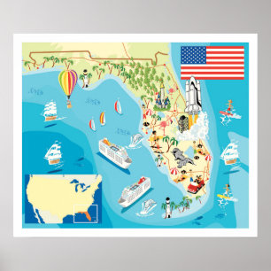 Poster Mapa bonito de Florida dos miúdos