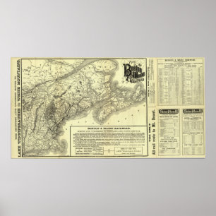 Pôster Mapa Boston e estrada de ferro 2 de Maine