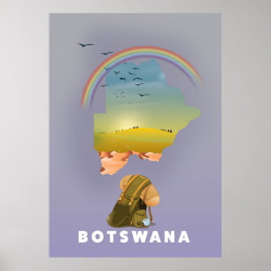 Poster mapa Botsuana