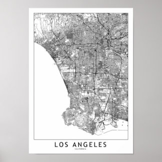 Poster Mapa Branco de Los Angeles