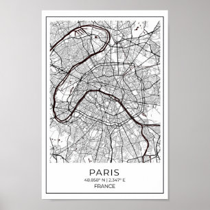 Poster Mapa Branco De Paris - Decomposição Do Mapa Branco