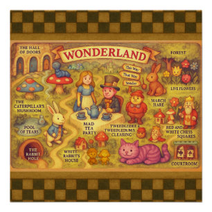 Pôster Mapa Caprichoso das Aventuras de Alice no País das