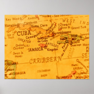 Poster Mapa Caribenho Antigo