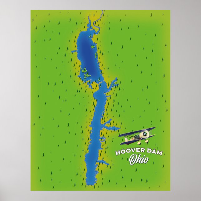 Poster Mapa Cartográfico da Barragem Hoover Ohio (Frente)