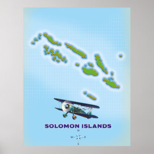 Poster Mapa cartográfico das Ilhas Salomão.