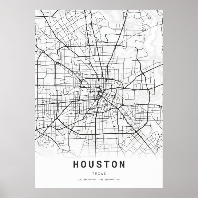Poster Mapa cartográfico de Houston City in Houston USA (Frente)