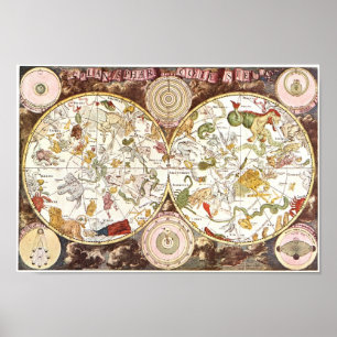 Poster Mapa celestial do século XVII