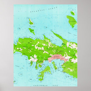 Poster Mapa Central da Antiga Rua Thomas (1955) Vintage U