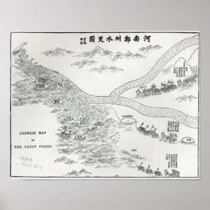 Pôster Mapa chinês da grande inundação
