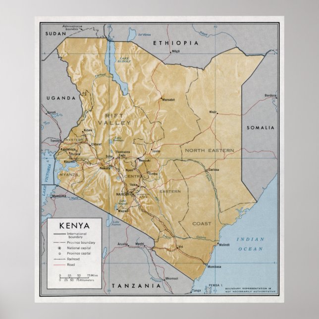 Pôster MAPA CIA de KENYA 1970 (Frente)