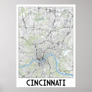 Poster Mapa Cincinnati