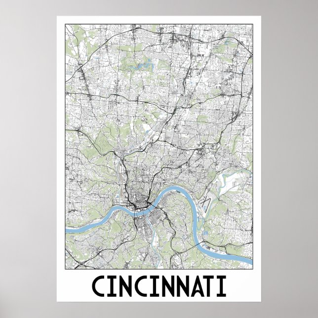 Poster Mapa Cincinnati (Frente)