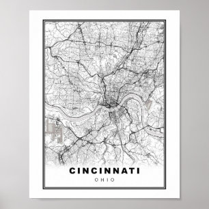 Poster Mapa Cincinnati