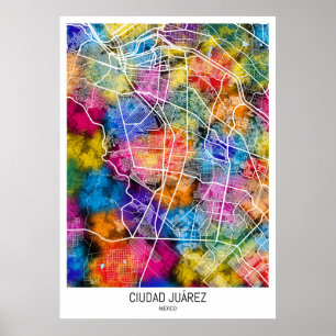 Poster Mapa Ciudad Juárez México