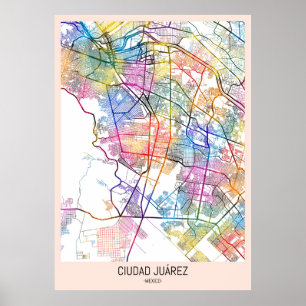 Poster Mapa Ciudad Juárez México