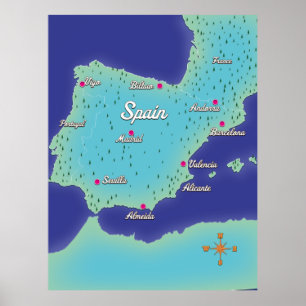 Poster Mapa clássico de Espanhas
