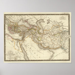 Poster Mapa clássico do hemisfério oriental do mundo