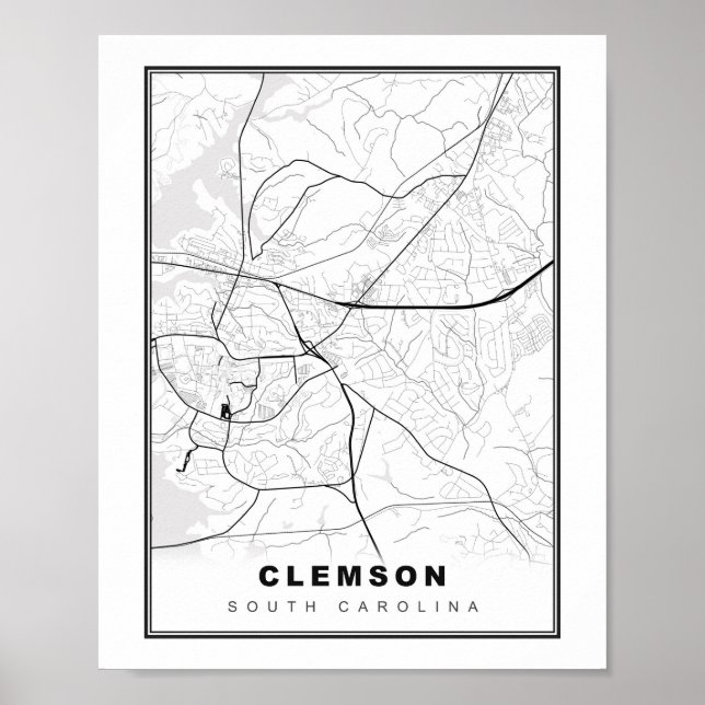 Poster Mapa Clemson (Frente)