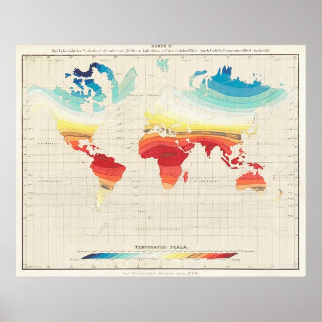 Poster Mapa Climático Vintage (Frente)