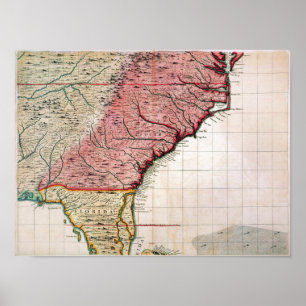 PÔSTER MAPA COLONIAL DE AMÉRICA, 1733