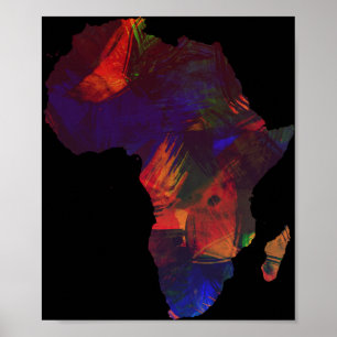 Poster Mapa colorido da arte do continente de África