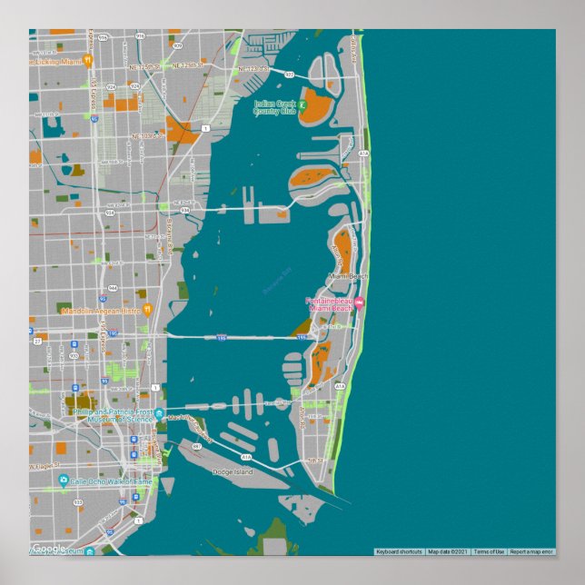 Poster Mapa colorido de Miami (Frente)