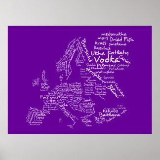 Poster Mapa comida da Europa (Roxo)