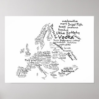 Poster Mapa comida da Europa (SMALL)