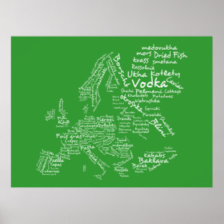 Poster Mapa comida da Europa (Verde)