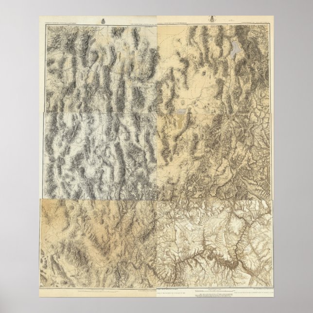 Poster Mapa composto de Arizonas, Nevada e Utah (Frente)