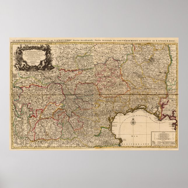 Pôster Mapa composto dos colonatos franceses (Frente)
