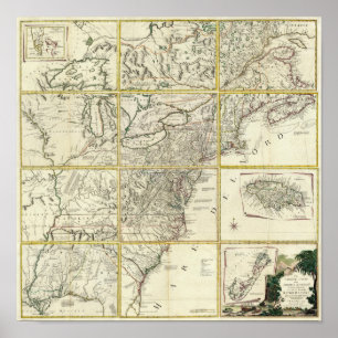 Pôster Mapa composto dos Estados Unidos