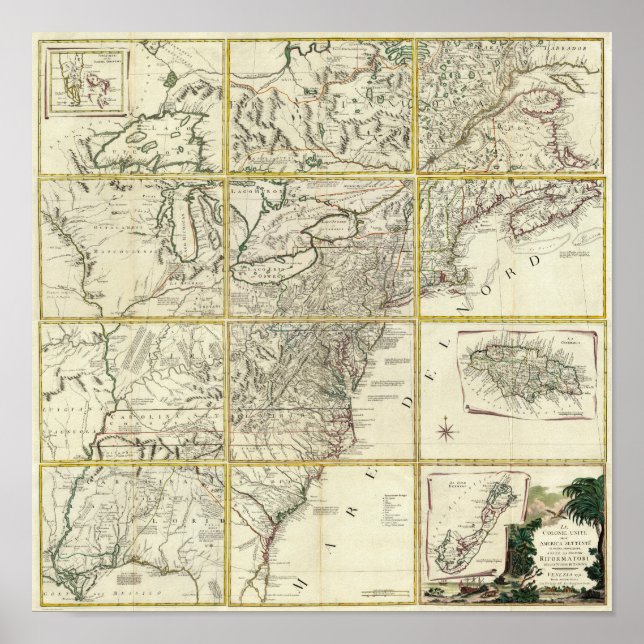 Pôster Mapa composto dos Estados Unidos (Frente)
