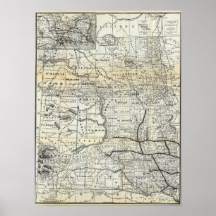 Pôster Mapa correto de Dakota