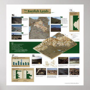Poster Mapa curdo 1992 das terras
