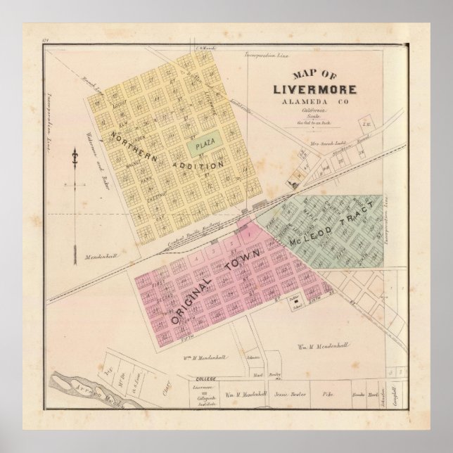 Poster Mapa da AC Vintage Livermore (1878) (Frente)