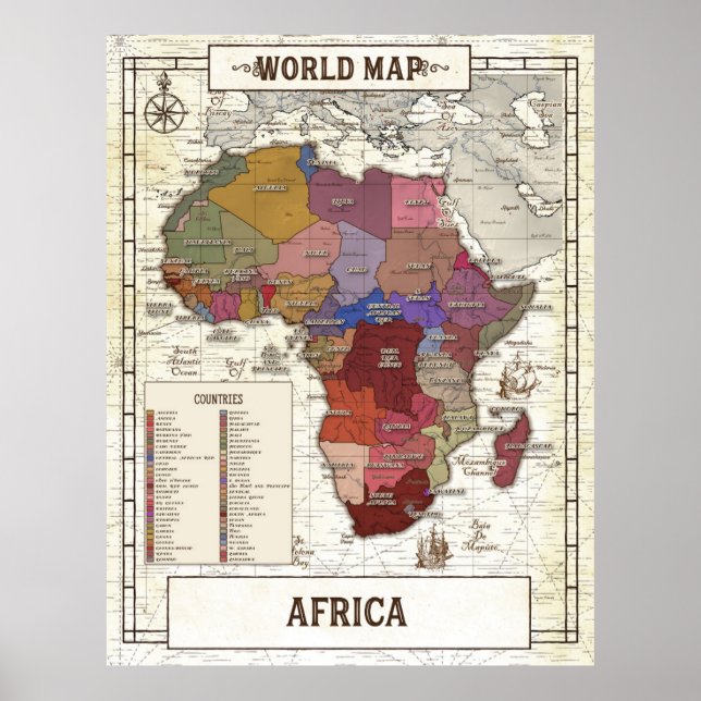 Poster Mapa Da África (Frente)