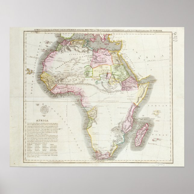 Poster Mapa da África, 1821 (Frente)