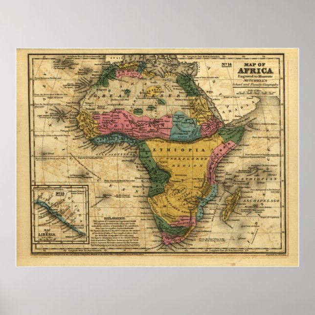 Poster Mapa da África em 1839 (Frente)
