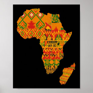 Poster Mapa da África Kente Juneteenth Afro-Americano Pre