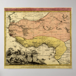 Poster Mapa da África Ocidental em 1743