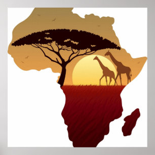Poster Mapa da África Paisagem