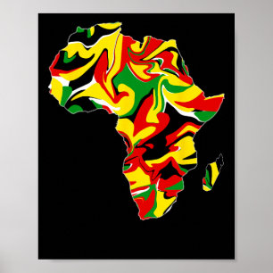 Poster Mapa da África Verde Amarelo Vermelho Orgulhoso Or