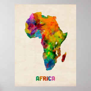 Poster Mapa da aguarela de África
