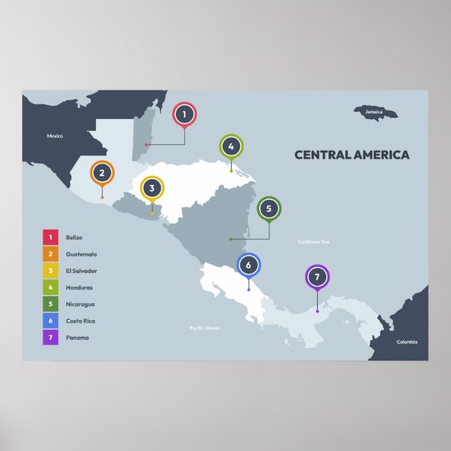 Poster Mapa da América Central (Frente)