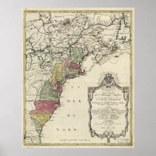 Pôster Mapa da América Colonial por Matthaus Lotter (1776