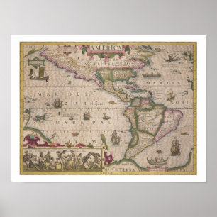 Poster Mapa da América, do Mercator Atlas, pub.