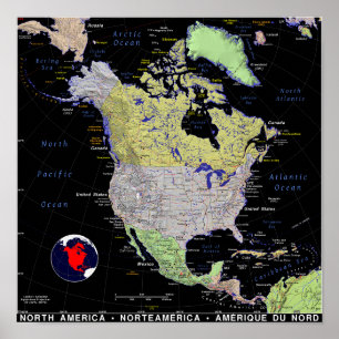 Poster Mapa da América do Norte