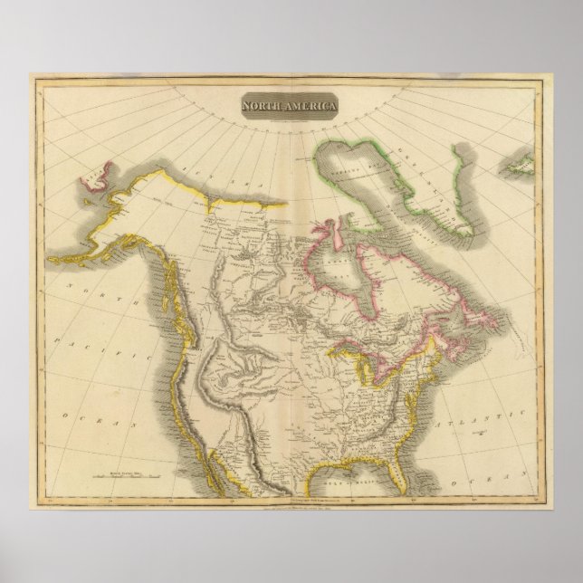 Pôster Mapa da América do Norte 2 (Frente)