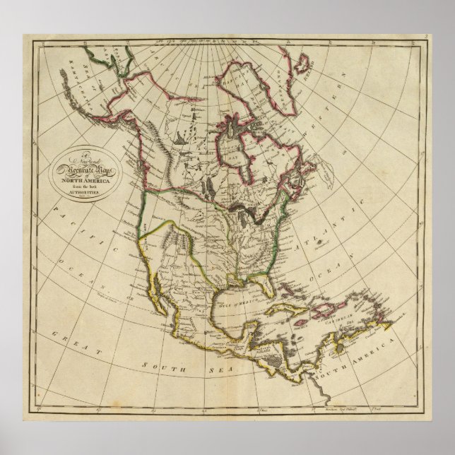 Pôster Mapa da América do Norte 3 (Frente)